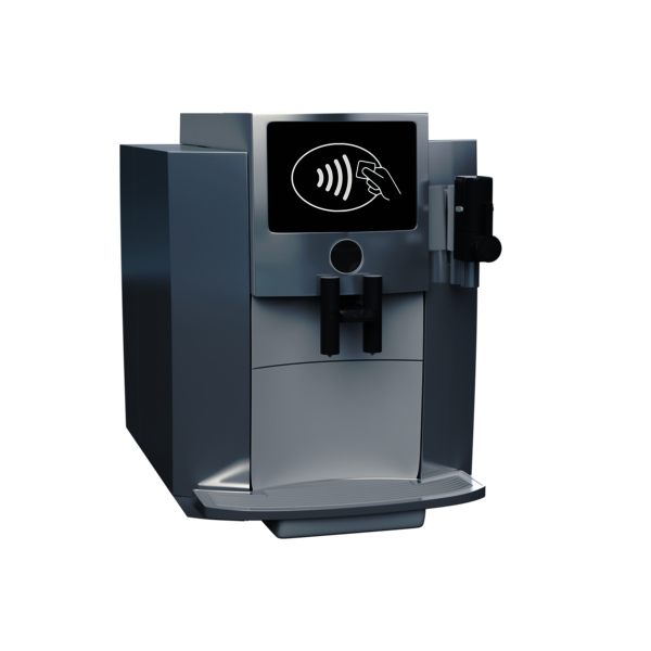 3D-Abbildung eines Kaffeevollautomaten mit Payment-Terminal